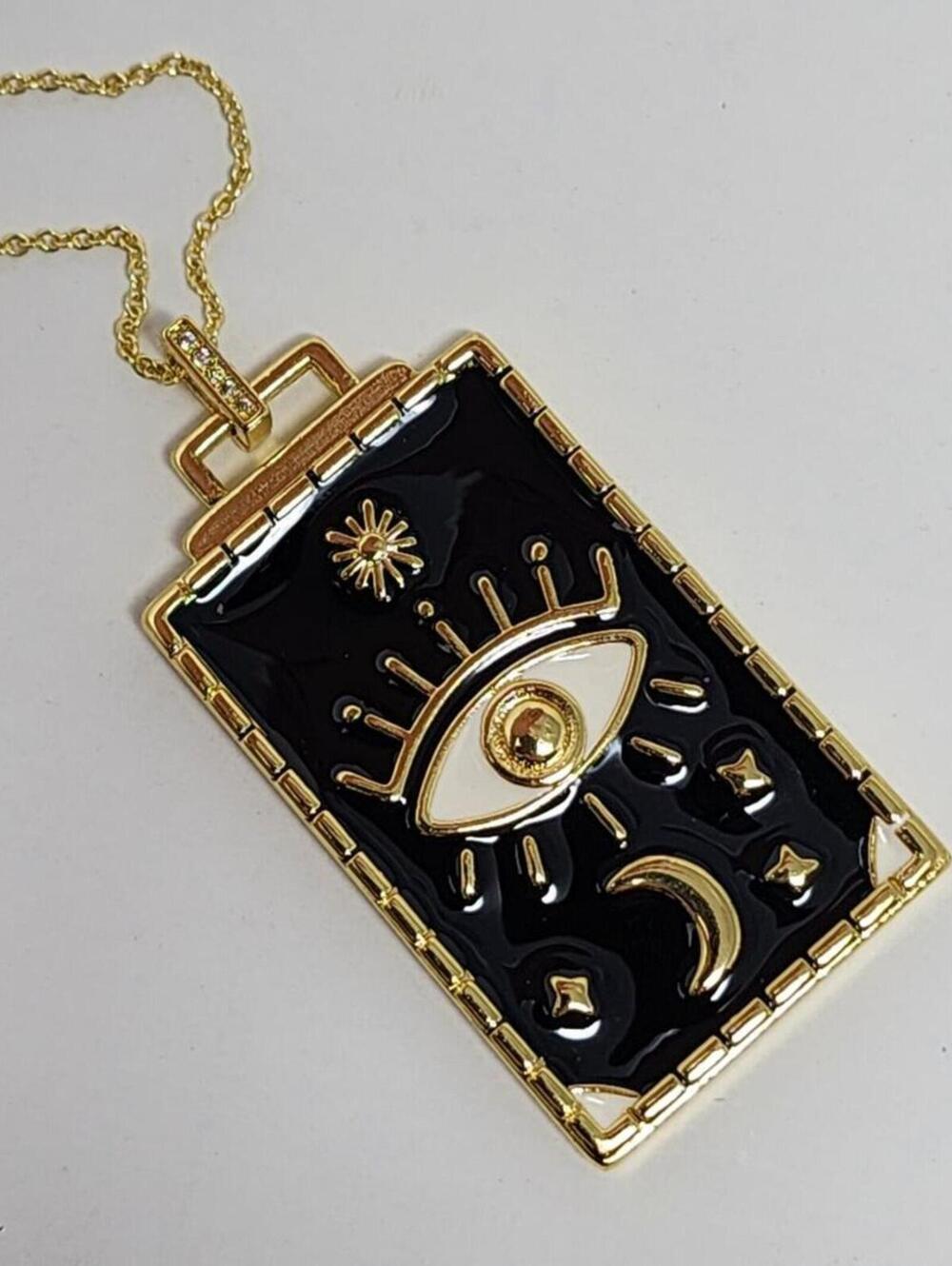 Live By The Moon Evil Eye Tarot Card Necklace